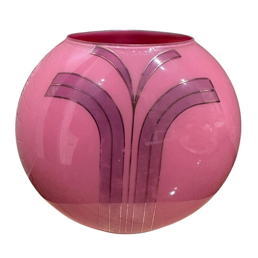 VTG Cambridge Glass Super Glass Co Pink Vase 9.5 Inch Hand Blown Art Deco Retro